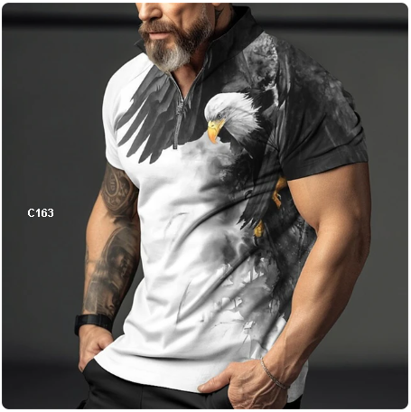 Camisa tipo polo zipper estampado 3d