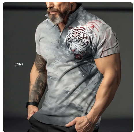 Camisa tipo polo zipper estampado 3d