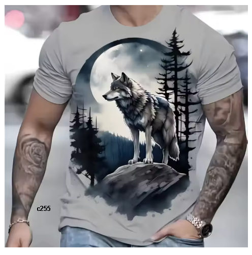 camisa estampado lobo para caballero