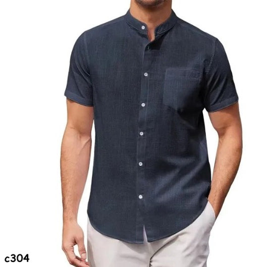 Camisa para caballero color azul marino cuello chino