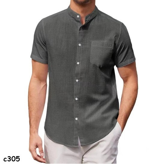 Camisa para caballero color gris marino cuello chino