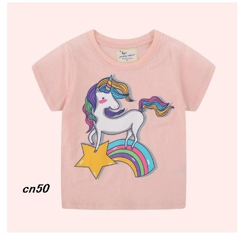 Camisa para niña unicornio rosado arcoiris