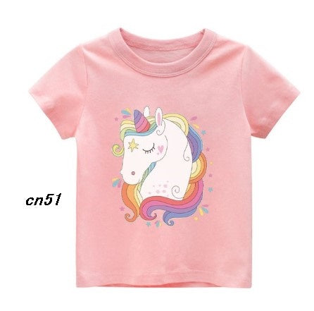 Camiseta para niña rosa de unicornio