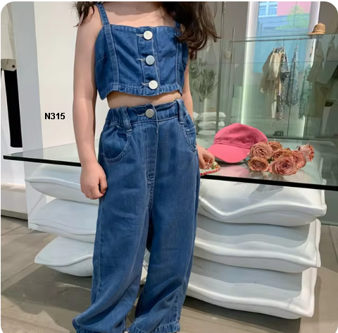 traje jean para niña