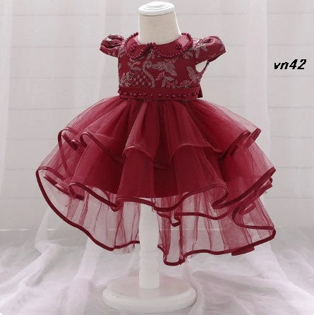 Vestido para niña de gala color rojo vino